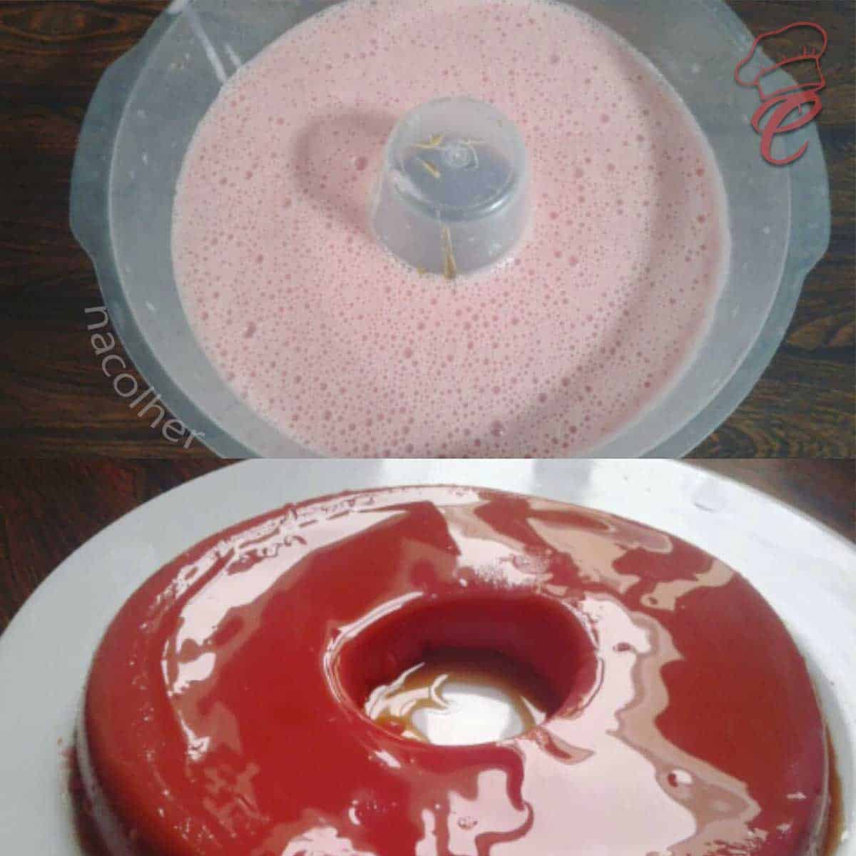 receita de pudim de morango com gelatina