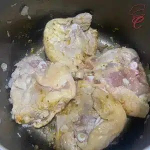 refogando frango para recheio da lasanha