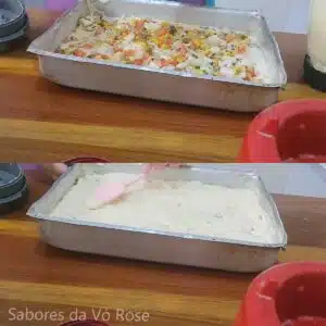 montando a torta de palmito