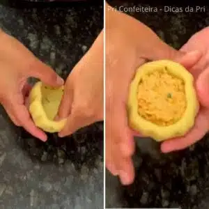 recheando massa de coxinha com batata