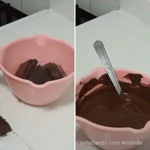 derretendo chocolate para mousse de chocolate para recheio de bolo (1)