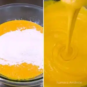 acrescentando outros ingredientes para bolo de cenoura fofinho
