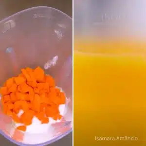 batendo ingredientes para bolo de cenoura fofinho