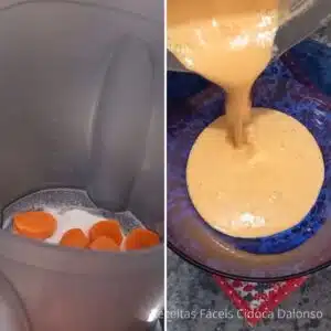 bater ingredientes no liquidificador para bolo de cenoura na airfryer