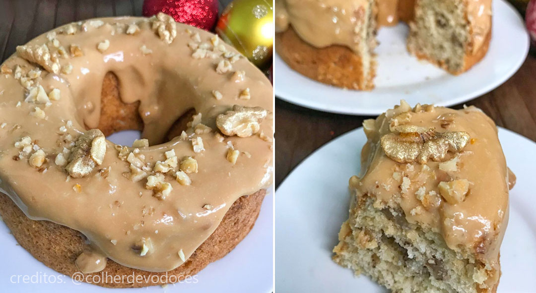 bolo de nozes com doce de leite